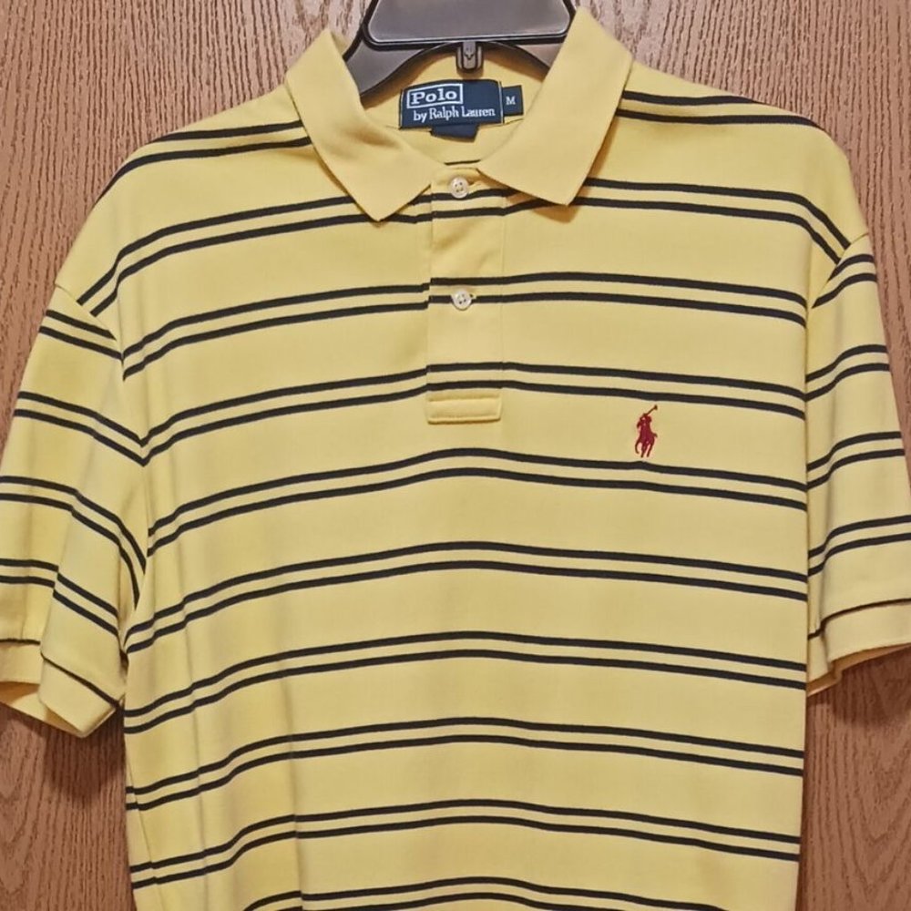 Polo (Ralph Lauren)-(Yellow/Black)-(Stripe)-(Used)-(+Free Item)-(Size M)-$25.00